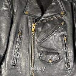 Wilsons Leather Jacket Biker VTG Bomber Collared Motorcycle Coat 80s Mens 38