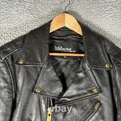 Wilsons Leather Jacket Biker VTG Bomber Collared Motorcycle Coat 80s Mens 38