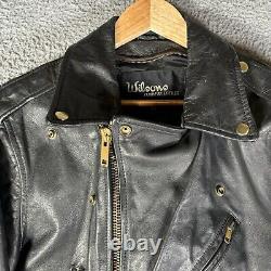 Wilsons Leather Jacket Biker VTG Bomber Collared Motorcycle Coat 80s Mens 38