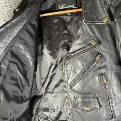 Wilsons Leather Jacket Biker VTG Bomber Collared Motorcycle Coat 80s Mens 38