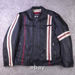 Wilsons Leather Jacket Mens XXL Cafe Racer M Julian Moto Striped Quilted Black
