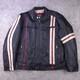 Wilsons Leather Jacket Mens XXL Cafe Racer M Julian Moto Striped Quilted Black