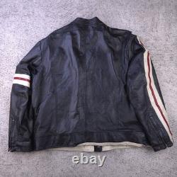 Wilsons Leather Jacket Mens XXL Cafe Racer M Julian Moto Striped Quilted Black