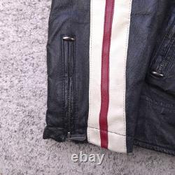 Wilsons Leather Jacket Mens XXL Cafe Racer M Julian Moto Striped Quilted Black