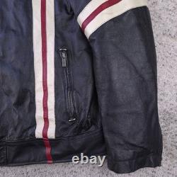 Wilsons Leather Jacket Mens XXL Cafe Racer M Julian Moto Striped Quilted Black