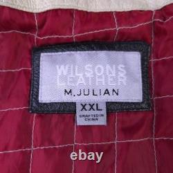Wilsons Leather Jacket Mens XXL Cafe Racer M Julian Moto Striped Quilted Black