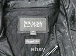 Wilsons Leather Men's Motorcycle Jacket Black Insulation Side Lace up Size XL