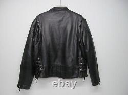 Wilsons Leather Men's Motorcycle Jacket Black Insulation Side Lace up Size XL