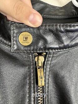 Wilsons Leather Men's Size XXL Black Full Zip Moto Genuine Leather Jacket