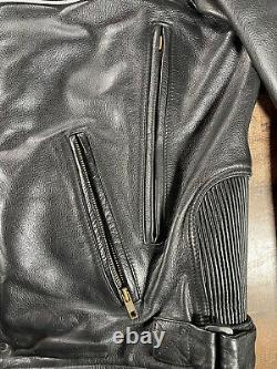 Wilsons Leather Mens Leather Jacket L Large Black Honda Riders Club VTX
