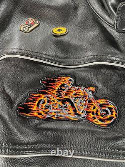 Wilsons Leather Mens Leather Jacket L Large Black Honda Riders Club VTX