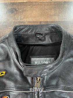 Wilsons Leather Mens Leather Jacket L Large Black Honda Riders Club VTX