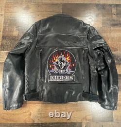 Wilsons Leather Mens Leather Jacket L Large Black Honda Riders Club VTX