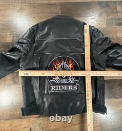 Wilsons Leather Mens Leather Jacket L Large Black Honda Riders Club VTX