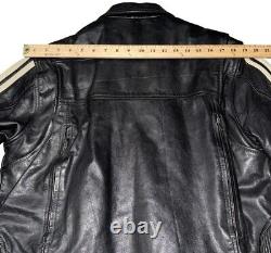 Wilsons Leather Motorcycle Jacket Cafe Racer White Stripe Black Leather Men's M