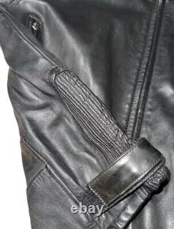 Wilsons Leather Motorcycle Jacket Cafe Racer White Stripe Black Leather Men's M