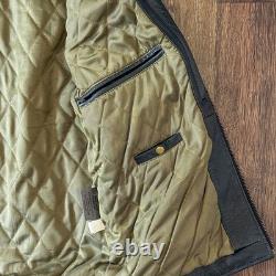 Wilsons Leather Motorcycle Jacket M. Julian Orange Striped Sleeves Quilted Men L