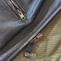 Wilsons Leather Motorcycle Jacket M. Julian Orange Striped Sleeves Quilted Men L