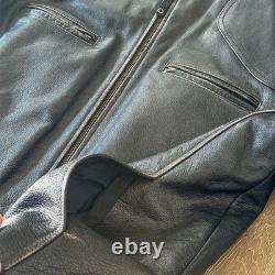 Wilsons Leather Motorcycle Jacket M. Julian Orange Striped Sleeves Quilted Men L