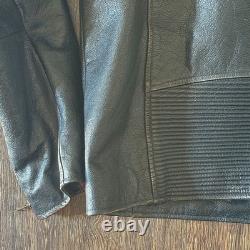 Wilsons Leather Motorcycle Jacket M. Julian Orange Striped Sleeves Quilted Men L