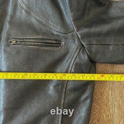 Wilsons Leather Motorcycle Jacket M. Julian Orange Striped Sleeves Quilted Men L