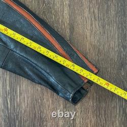 Wilsons Leather Motorcycle Jacket M. Julian Orange Striped Sleeves Quilted Men L