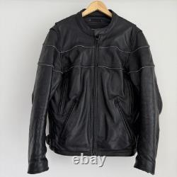 Wilsons Leather Motorcycle Jacket Mens Medium Black Cafe Racer Moto Thinsulate