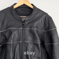 Wilsons Leather Motorcycle Jacket Mens Medium Black Cafe Racer Moto Thinsulate