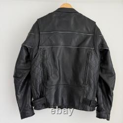 Wilsons Leather Motorcycle Jacket Mens Medium Black Cafe Racer Moto Thinsulate