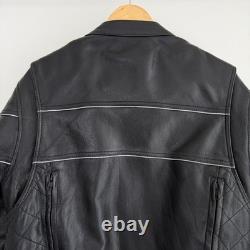 Wilsons Leather Motorcycle Jacket Mens Medium Black Cafe Racer Moto Thinsulate