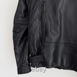 Wilsons Leather Motorcycle Jacket Mens Medium Black Cafe Racer Moto Thinsulate