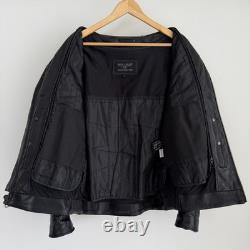 Wilsons Leather Motorcycle Jacket Mens Medium Black Cafe Racer Moto Thinsulate