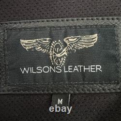 Wilsons Leather Motorcycle Jacket Mens Medium Black Cafe Racer Moto Thinsulate