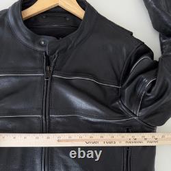 Wilsons Leather Motorcycle Jacket Mens Medium Black Cafe Racer Moto Thinsulate