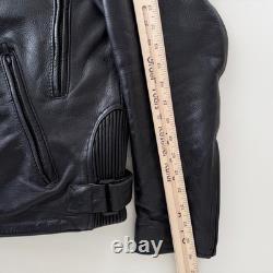 Wilsons Leather Motorcycle Jacket Mens Medium Black Cafe Racer Moto Thinsulate