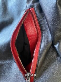 Wilsons Leather VTG Striper Black Motorcycle Leather Cafe Jacket Large Men