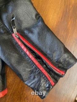Wilsons Leather VTG Striper Black Motorcycle Leather Cafe Jacket Large Men