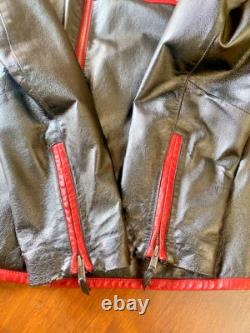 Wilsons Leather VTG Striper Black Motorcycle Leather Cafe Jacket Large Men