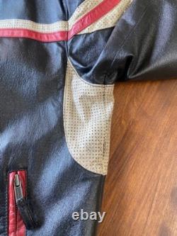 Wilsons Leather VTG Striper Black Motorcycle Leather Cafe Jacket Large Men