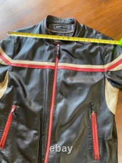 Wilsons Leather VTG Striper Black Motorcycle Leather Cafe Jacket Large Men