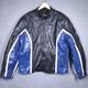 Wilsons M Julian Leather Jacket Mens Large Black Blue Moto Racer Cafe Zip Ribbed