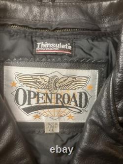 Wilsons Open Road Genuine Leather Motorcycle Jacket Mens Size 46 Thinsulate