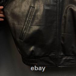 Wilsons Pelle Studio M men's black Leather riding motorcycle bomber jacket