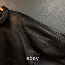 Wilsons Pelle Studio M men's black Leather riding motorcycle bomber jacket