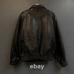 Wilsons Pelle Studio M men's black Leather riding motorcycle bomber jacket