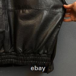 Wilsons Pelle Studio M men's black Leather riding motorcycle bomber jacket
