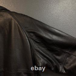 Wilsons Pelle Studio M men's black Leather riding motorcycle bomber jacket
