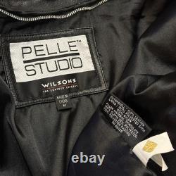 Wilsons Pelle Studio M men's black Leather riding motorcycle bomber jacket