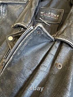 Wilsons Vintage USA Made 80s Leather Biker Jacket Harley Patch Motorcycle SM HD
