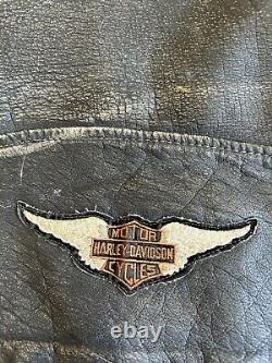 Wilsons Vintage USA Made 80s Leather Biker Jacket Harley Patch Motorcycle SM HD
